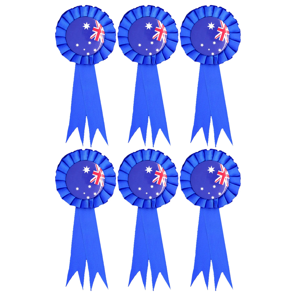 6x Australia Flag Clip-On Ribbon Badge for Tennis and Cricket (Bulk Pack)