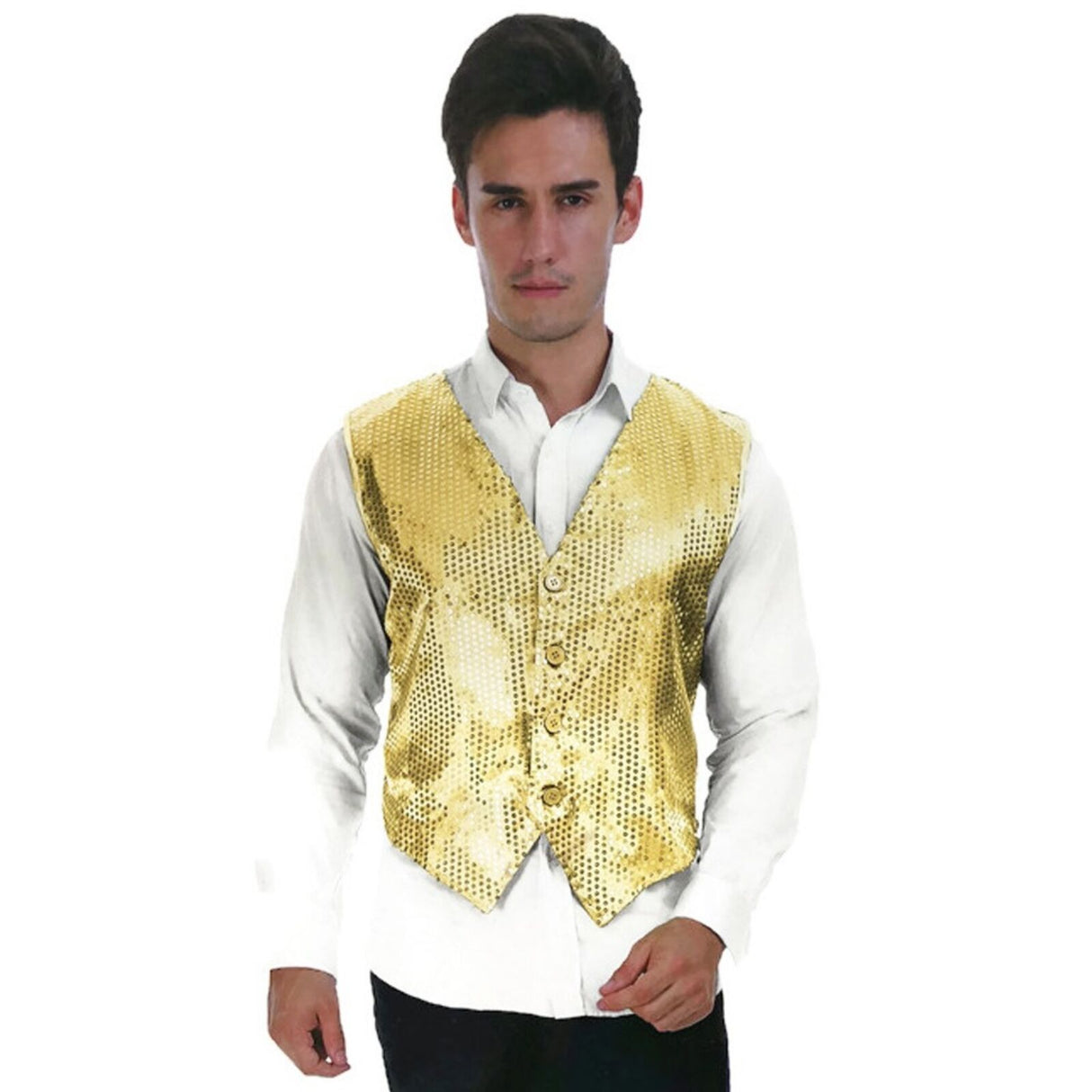 Mens Premium SEQUIN VEST Waistcoat Dance Costume Disco Sparkle Deluxe