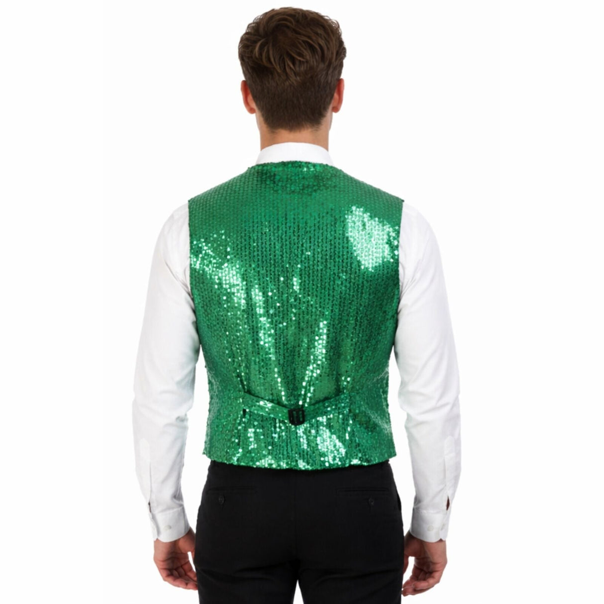 Mens Premium Green Sequin Vest - Disco Sparkle 70s Dance Costume (Fancy Dress)