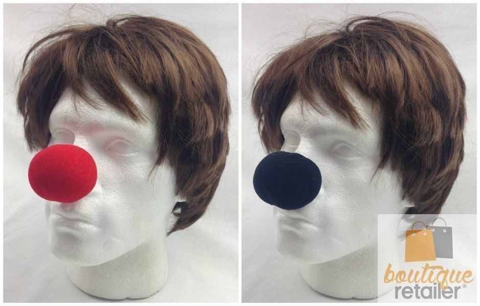 10x Soft CLOWN NOSE Noses Costume Dress Up Halloween Spongy Sponge Circus BULK - Black