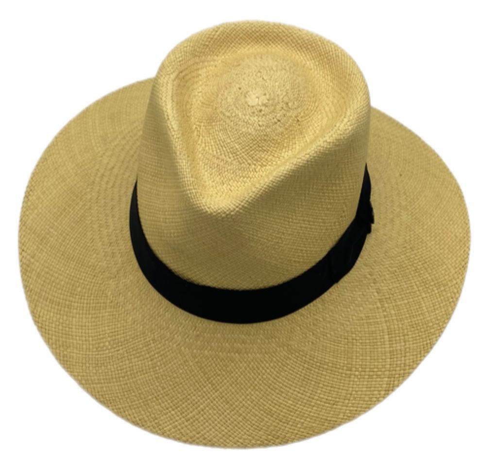 Jacaru 1802 Australian Toquilla Straw Panama Hat - Black Grosgrain Ribbon & UPF 30 (Handwoven in Ecuador) - Beige