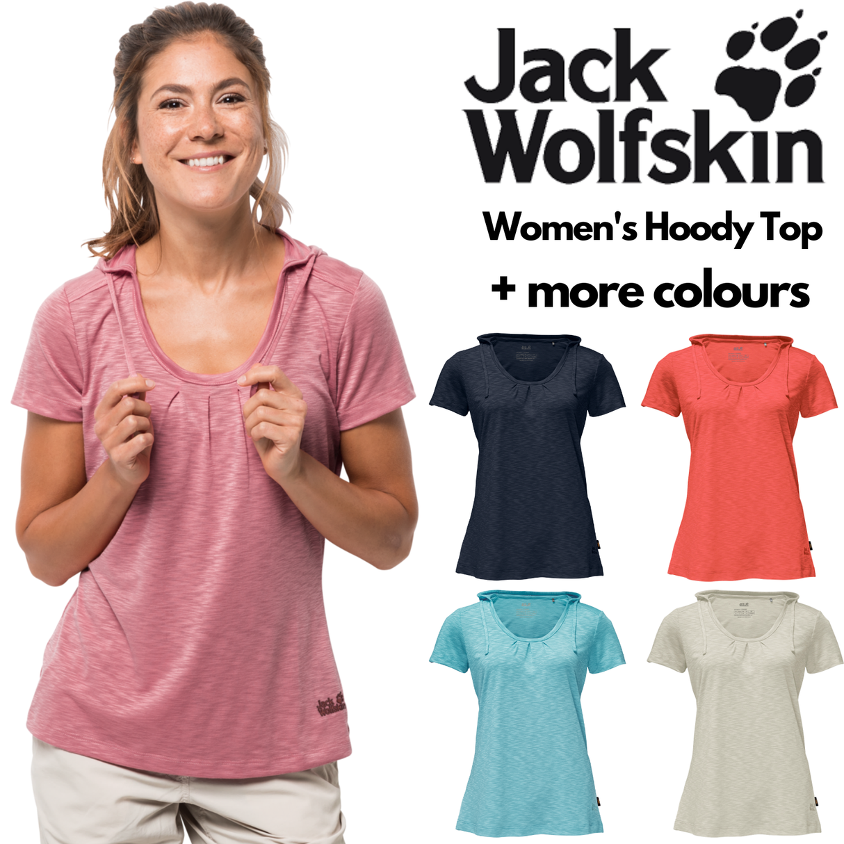 Jack Wolfskin Womens Travel Hoody Top Hoodie T Shirt Comfortable Tee - Aqua