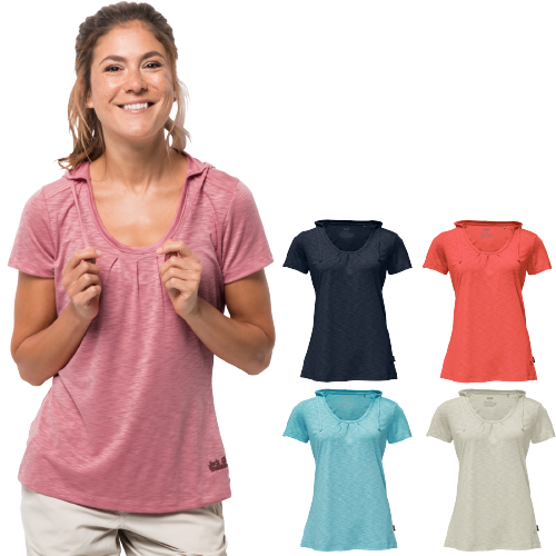 Jack Wolfskin Womens Travel Hoody Top Hoodie T Shirt Comfortable Tee - Rose Quartz