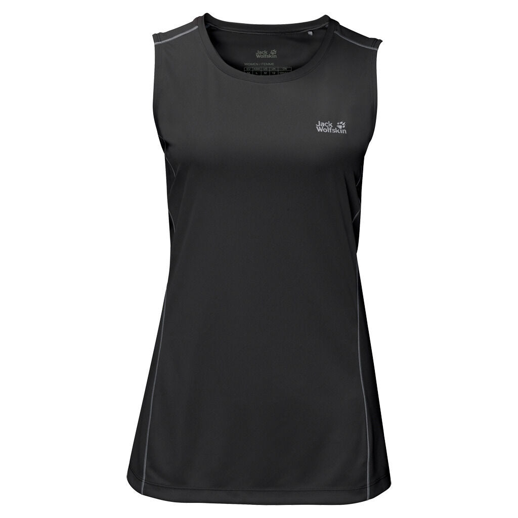 Jack Wolfskin Womens Singlet Tank Top - Black (Sleeveless Sports/Running Top)