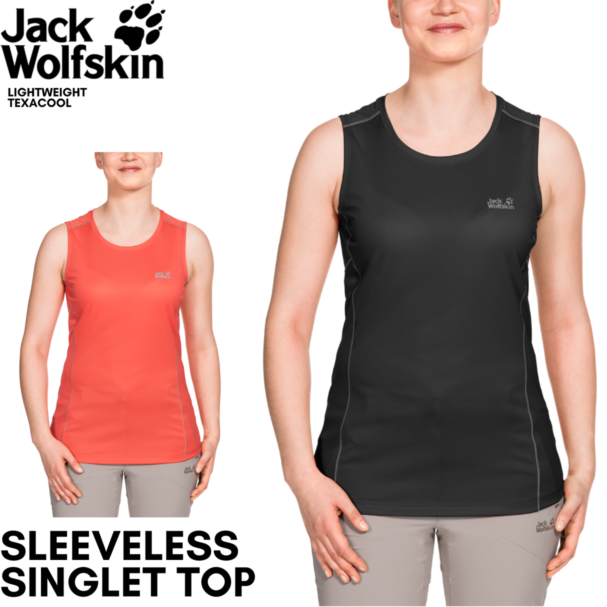 Jack Wolfskin Womens Singlet Top Sleeveless Active Sports Gym Running - Black