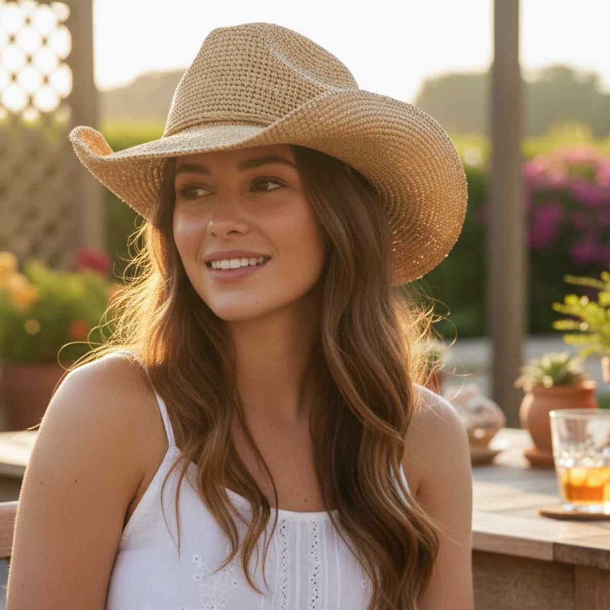 Jacaru 1844 Womens Raffia Crocheted Straw Hat - Beige (One Size Fits Most UPF 30 Vegan Friendly)