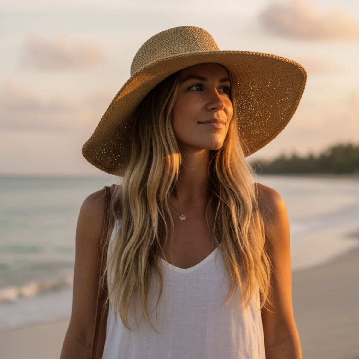 Jacaru 1853 Roll Up Wide Brim Sun Hat - Leather Roll Strap (Packable One Size 56-58cm)