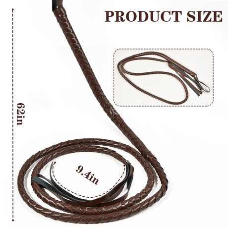 BROWN WHIP Faux Leather Costume Party 180cm Riding Cowboy Fancy Dress