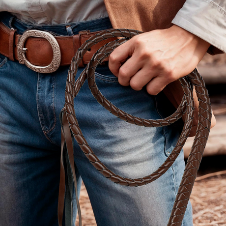 BROWN WHIP Faux Leather Costume Party 180cm Riding Cowboy Fancy Dress