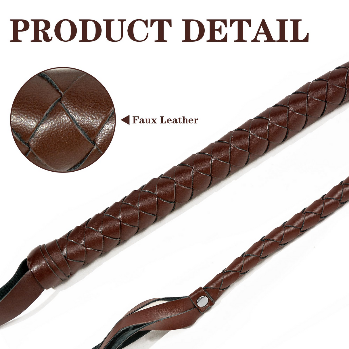 BROWN WHIP Faux Leather Costume Party 180cm Riding Cowboy Fancy Dress