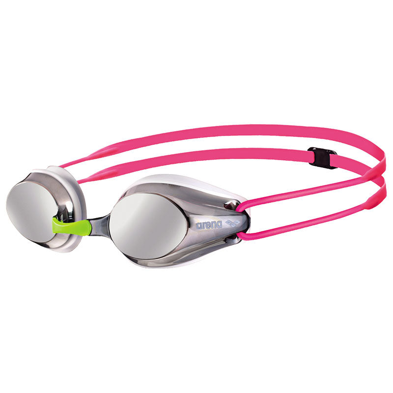 Arena Junior Kids Tracks Mirror Goggles in Silver/White/Pink