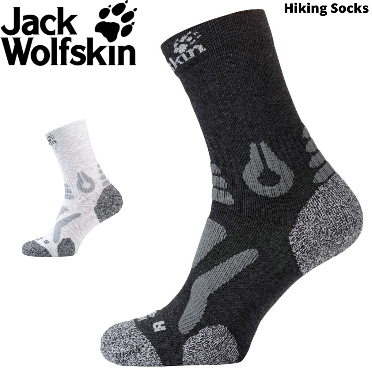 Jack Wolfskin Socks Hiking Pro Classic Cut Trail Outdoor Premium Padded - Light Grey