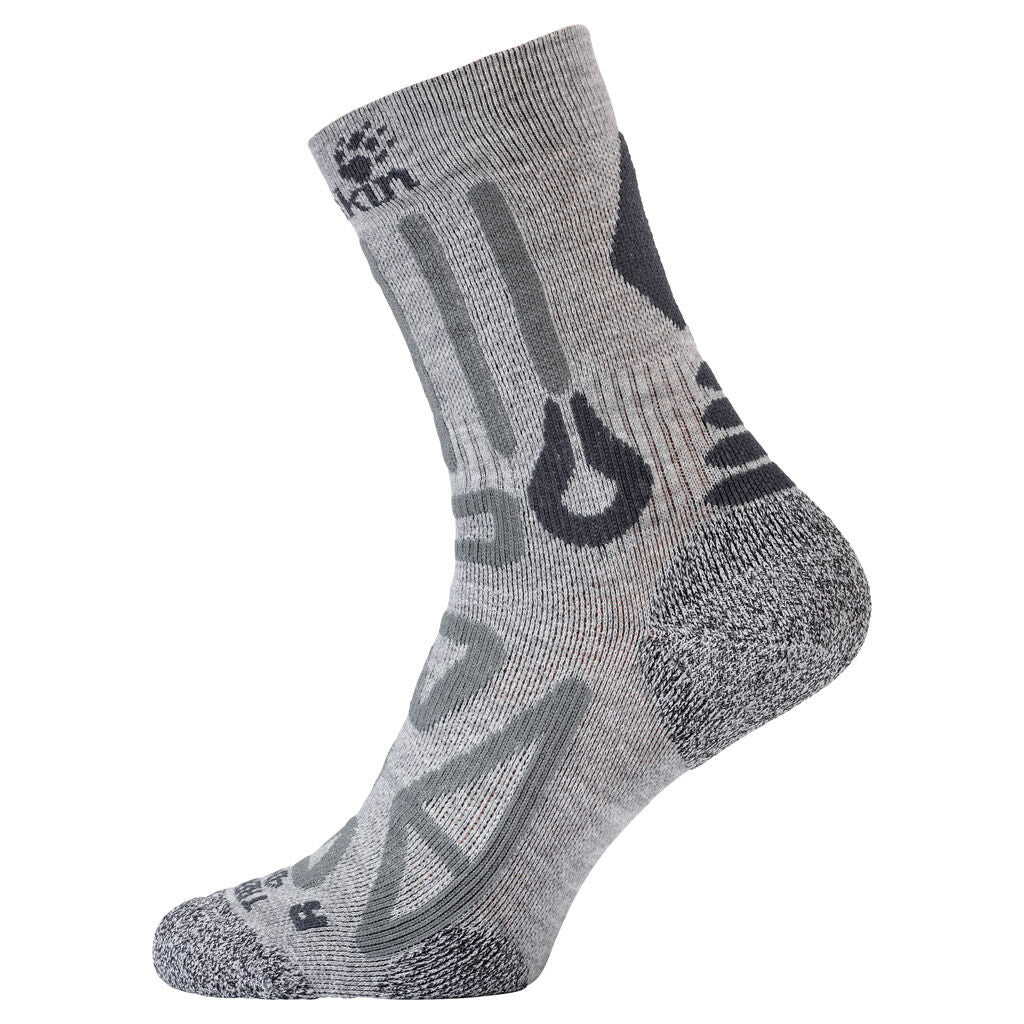 Jack Wolfskin Mens Trekking Pro Classic Cut Socks (Outdoor Trail Padded) - Light Grey