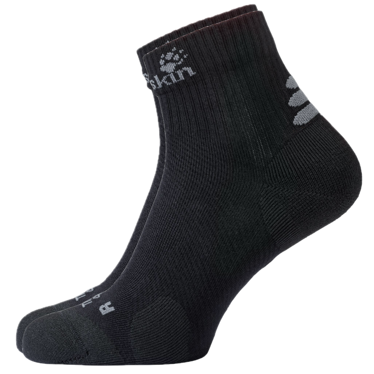 6x Jack Wolfskin Travel Mens Ankle Socks Bulk Pack - Black (Organic Cotton Mid Cut for Hiking/Trekking)