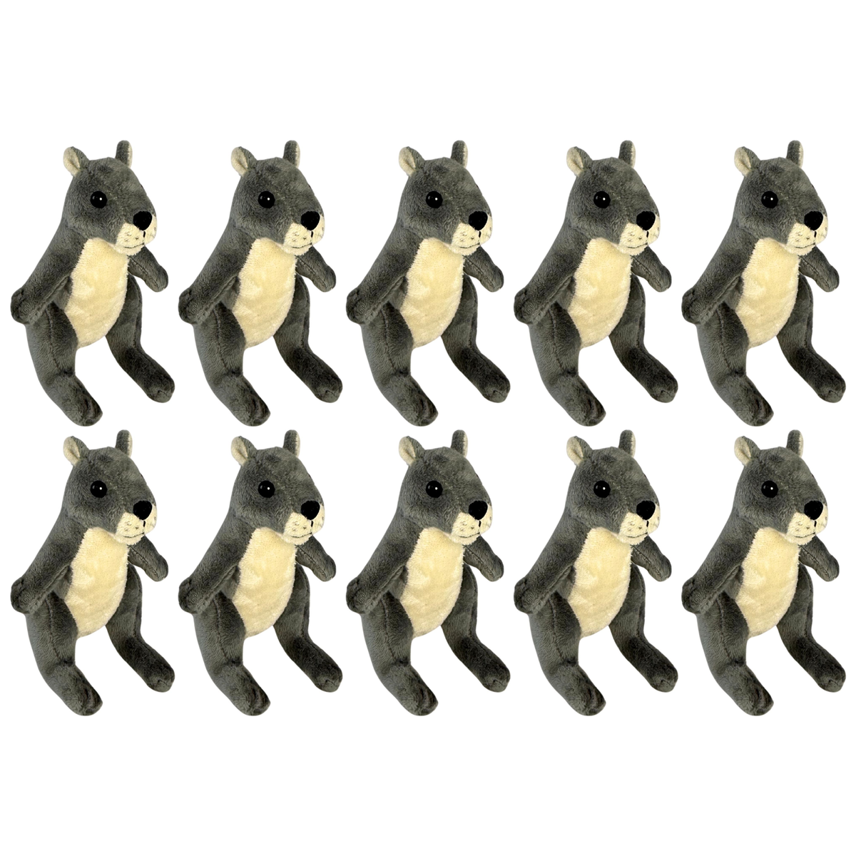10x Bocchetta 13cm Mini Grey Kangaroo Plush Toy Bulk Pack (Australian Stuffed Animal Souvenir Keyring Gift)