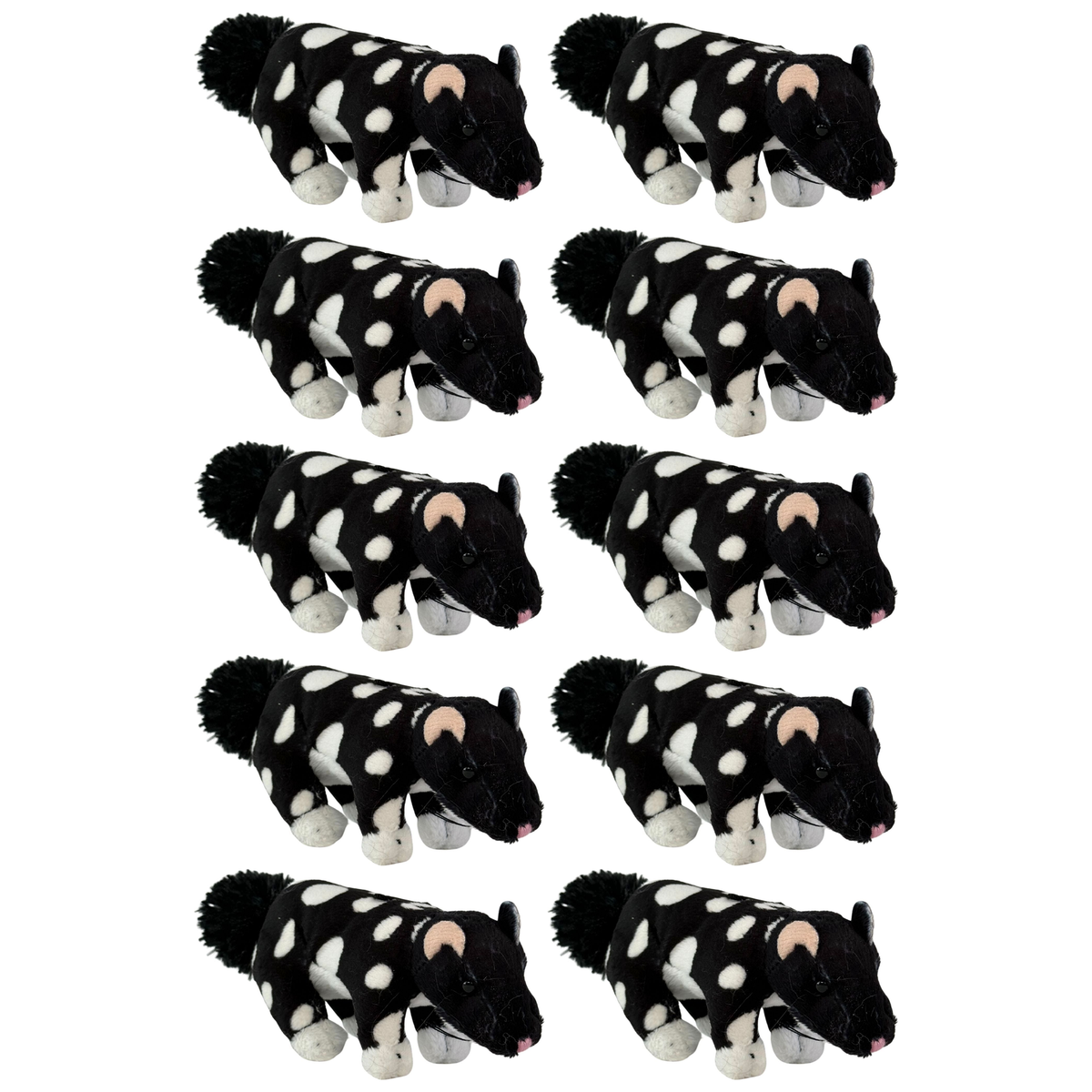 10x Bocchetta 13cm Mini Quoll Plush Toy Bulk Pack - Black (Australian Stuffed Animal Souvenir Keyring Gift)