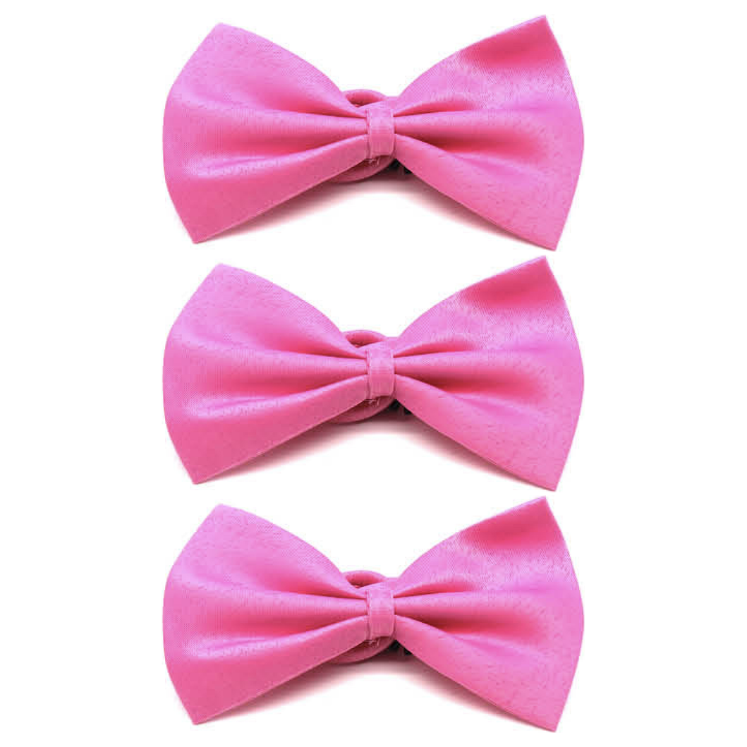 3x Mens Small Pink Bow Tie Bulk Pack (Pre-Tied Classic Formal Necktie)