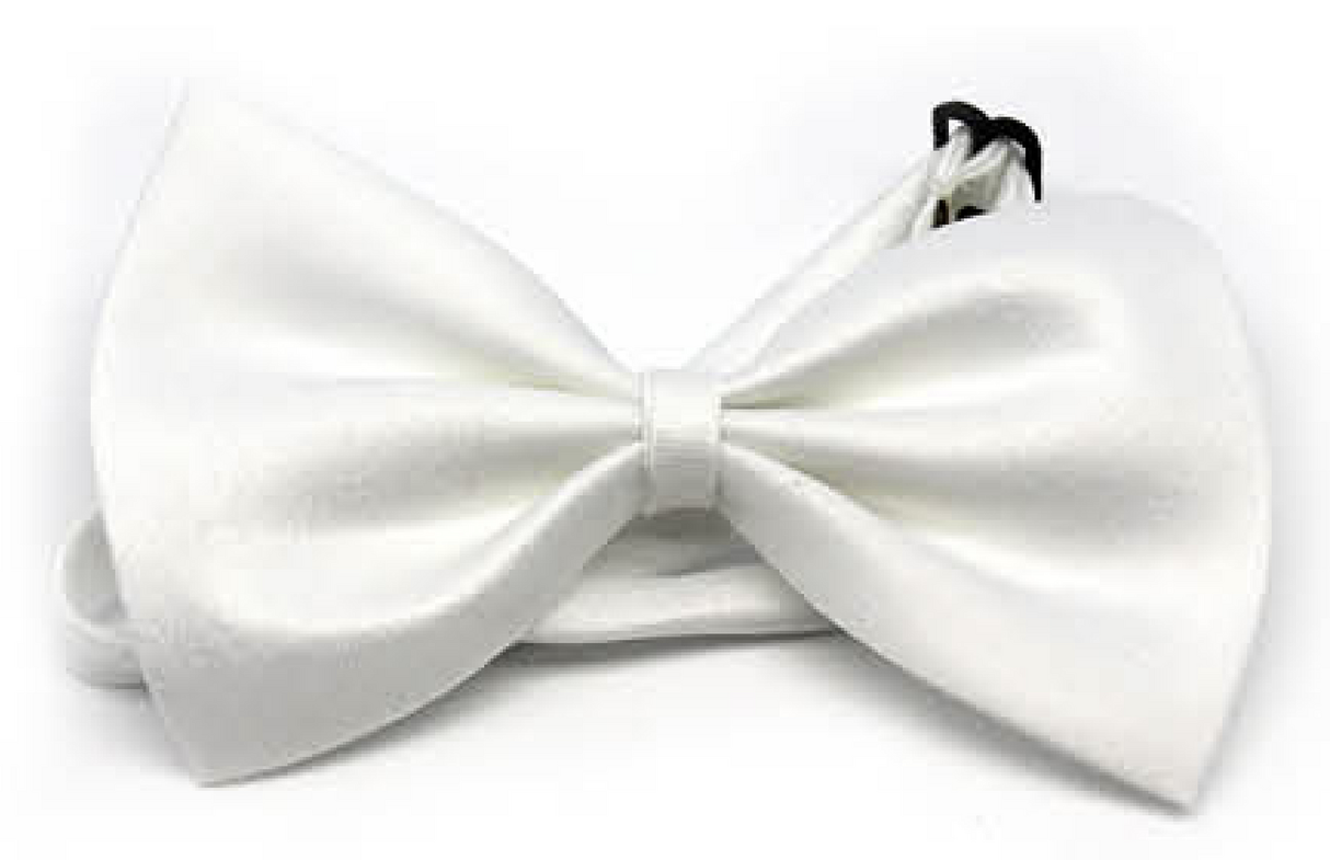 Mens Small White Bow Tie (Pre-Tied Classic Formal Necktie)