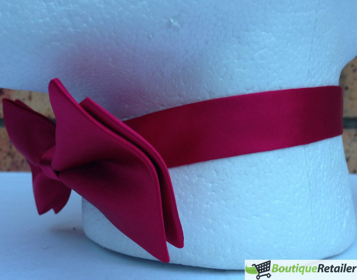 Mens BOW TIE Wedding Tuxedo Formal Bestman Necktie Classic Plain Party - Burgundy