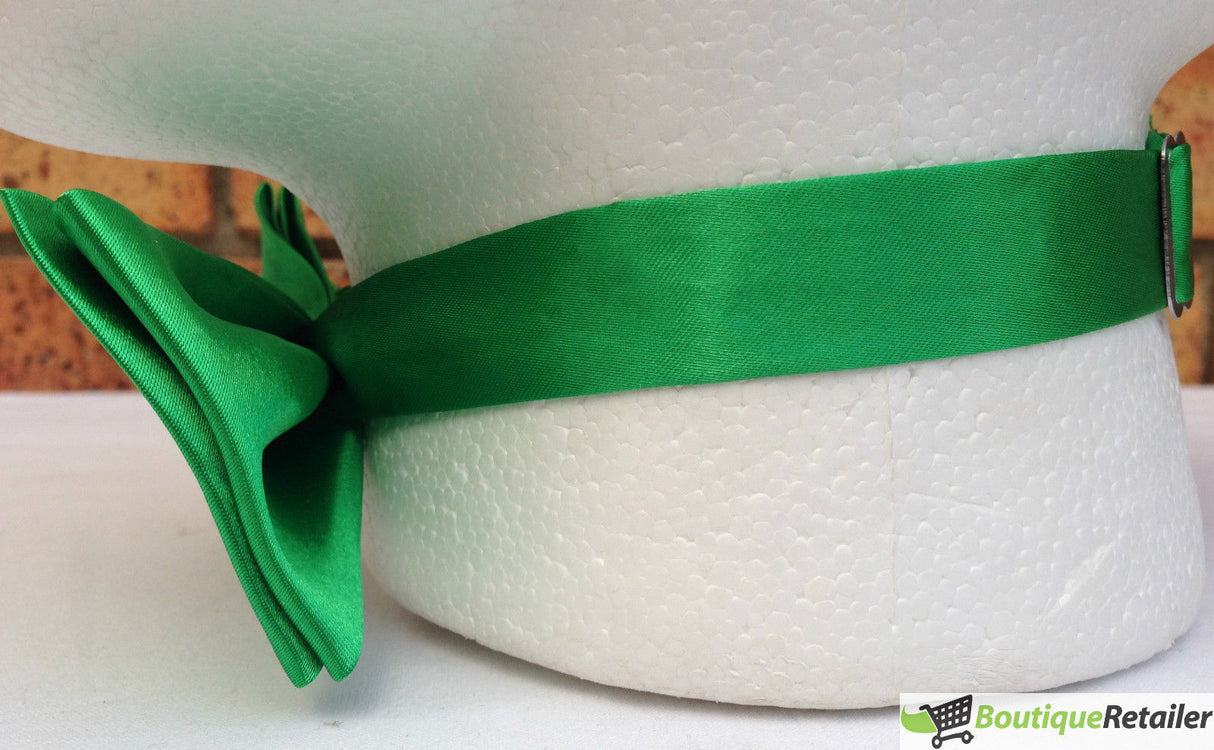 Mens Large Green Bow Tie (Pre-Tied Classic Formal Necktie)