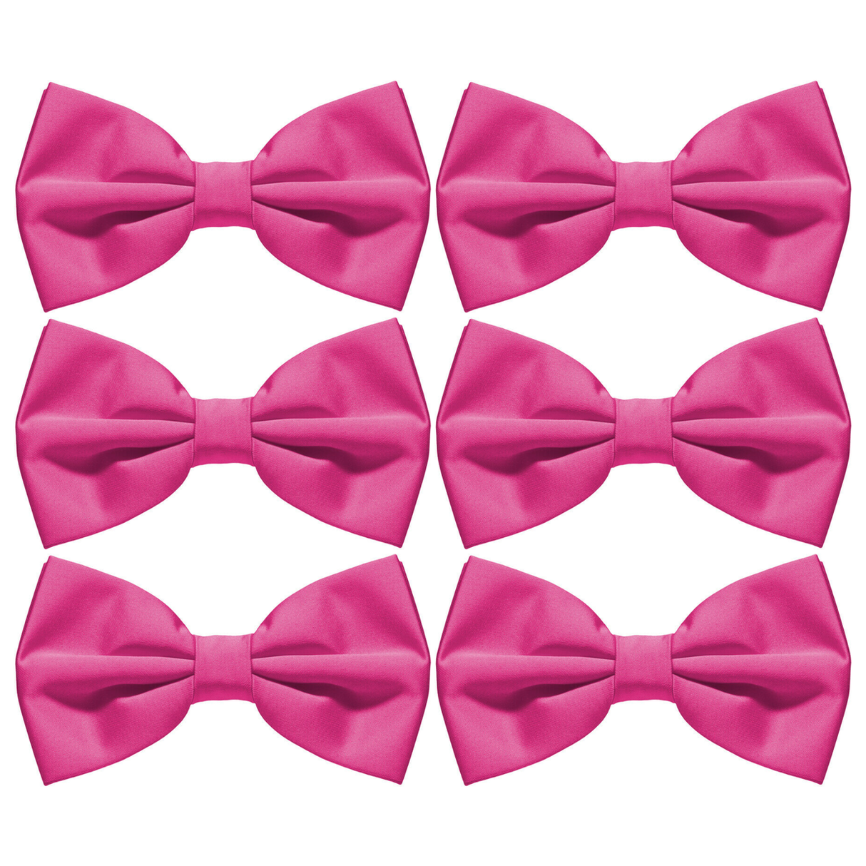 6x Mens Hot Pink Bow Tie Bulk Pack (Pre-Tied Classic Formal Necktie)