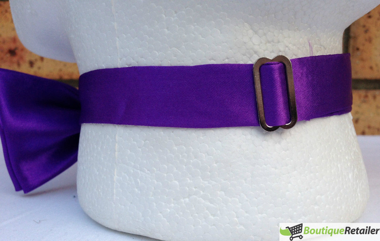 Mens BOW TIE Wedding Tuxedo Formal Bestman Necktie Classic Plain Party - Purple