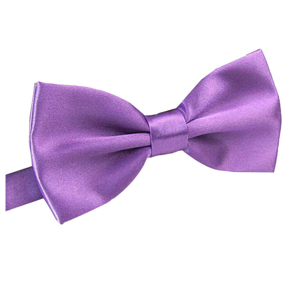 Mens BOW TIE Wedding Tuxedo Formal Bestman Necktie Classic Plain Party - Purple