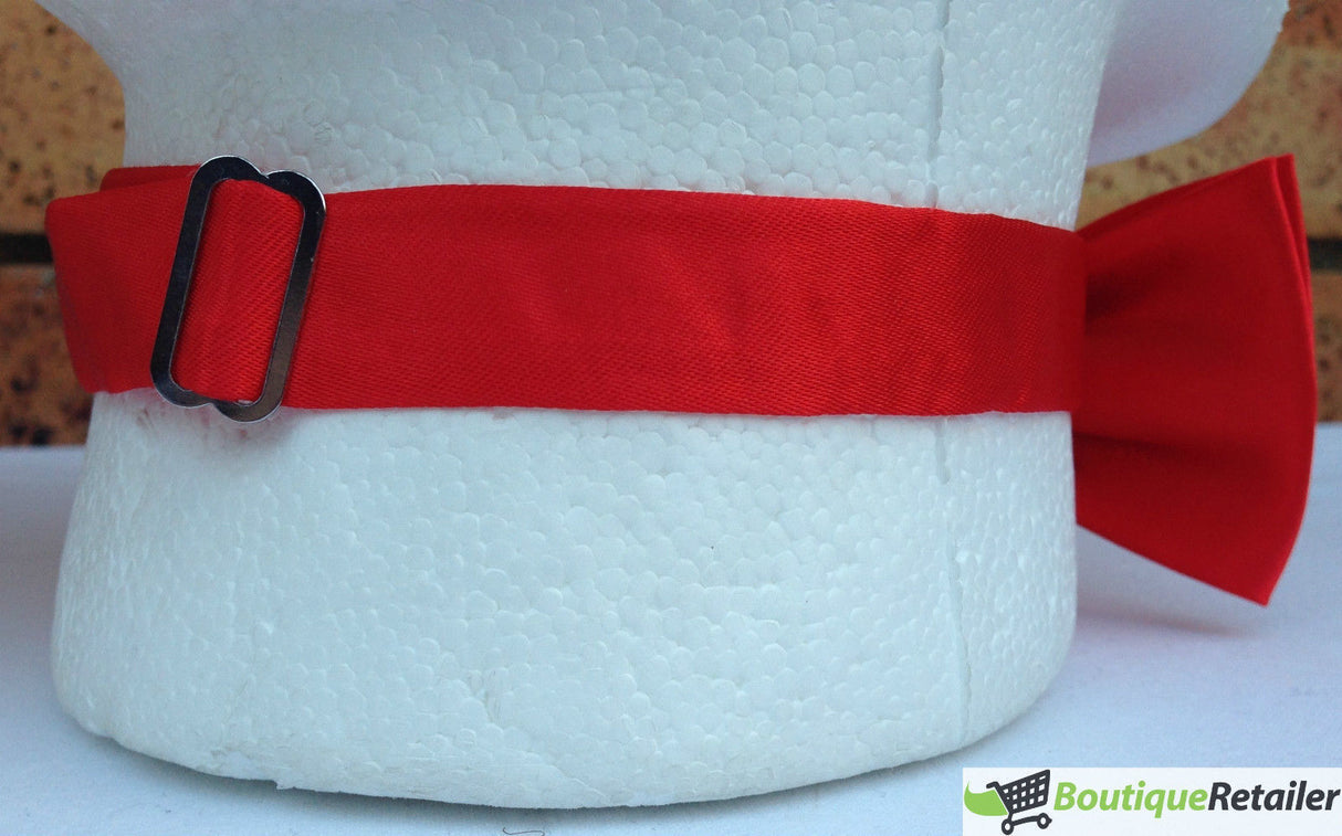 Mens BOW TIE Wedding Tuxedo Formal Bestman Necktie Classic Plain Party - Red