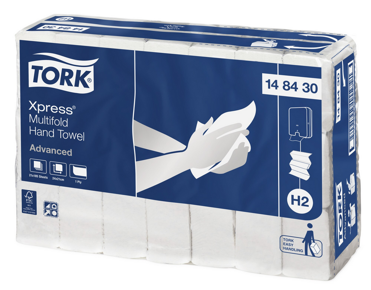 Tork Xpress Multifold Paper Hand Towels / Slimline Advanced H2 - 21 Packs of 180