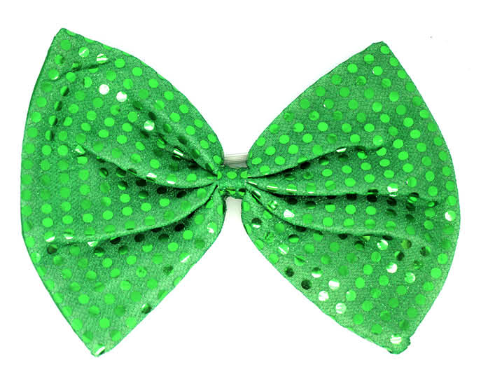 LARGE BOW TIE Sequin Polka Dots Bowtie Big King Size Party Costume - Green