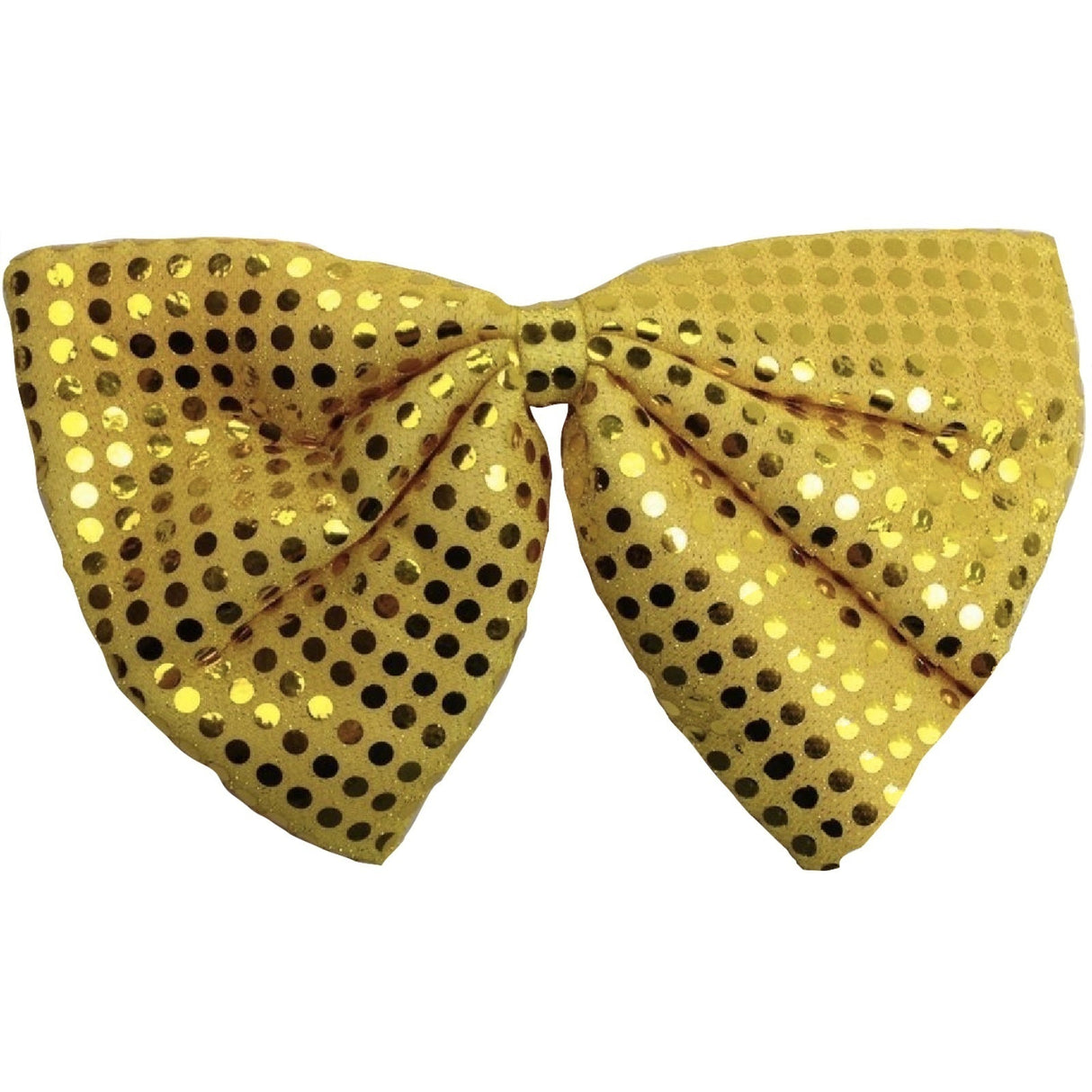 Yellow Large Sequin Polka Dots Bow Tie - Fancy Dress Costume Party