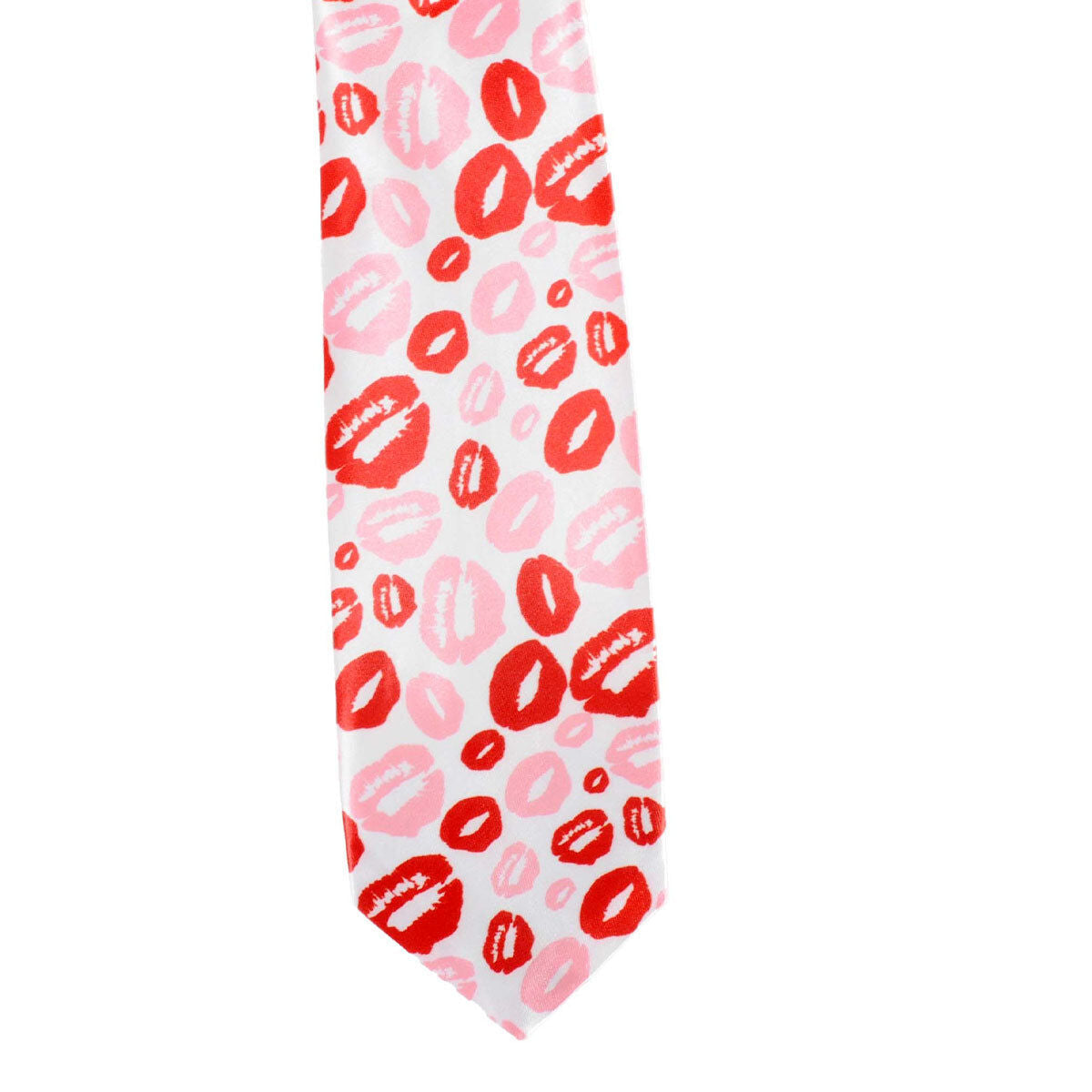 Long Lipstick Kisses Novelty Tie - White/Red/Pink (Mens Valentines Day Gift)