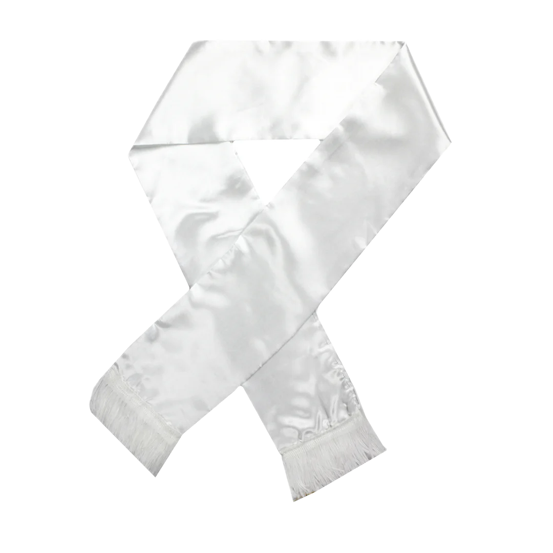White Silky Tasselled Scarf - 1920s Gatsby/Hollywood Gangster Costume (Fancy Dress)