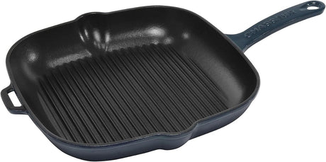 Chasseur Square Grill Frying Pan (Cast Iron) 25cm in Liquorice Blue