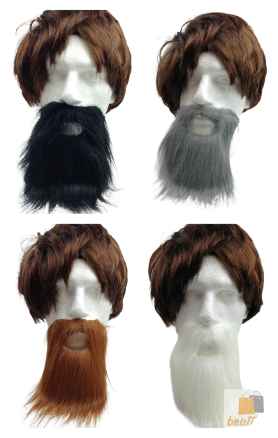 PARTY BEARD Moustache Costume Fancy Dress Mustache Halloween Fake Facial Hair - Black