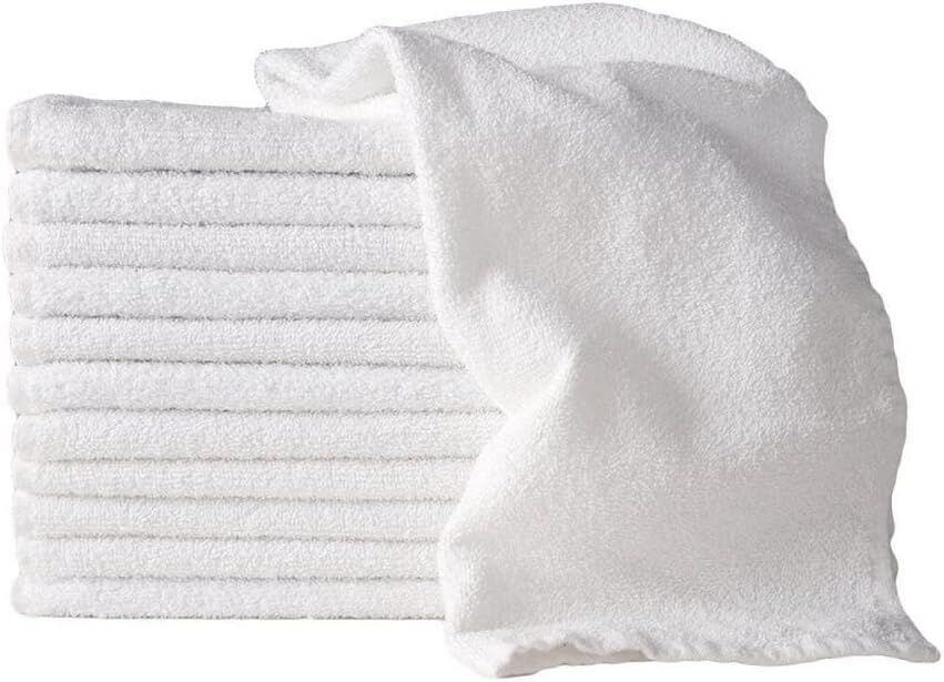 10x 100% Cotton Hand Towels Face Washers Bulk (34x74cm) in Plain White
