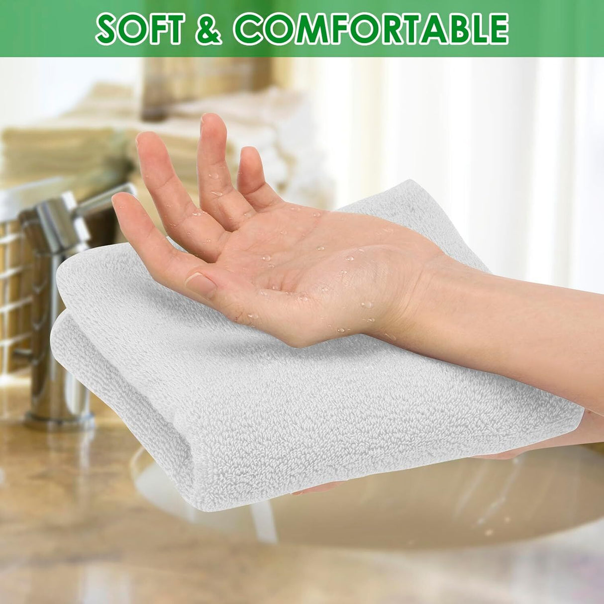 10x 100% Cotton Hand Towels Face Washers Bulk (34x74cm) in Plain White