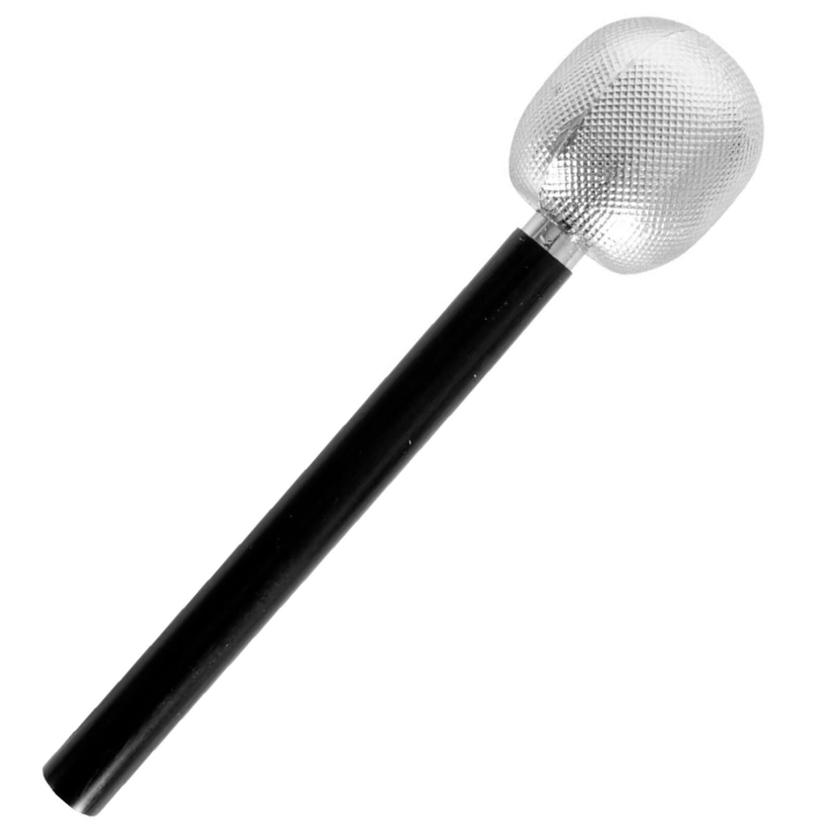 Glitter 80s PARTY MICROPHONE Karaoke Toy Disco Themed Costume Awards Night 25cm - Silver