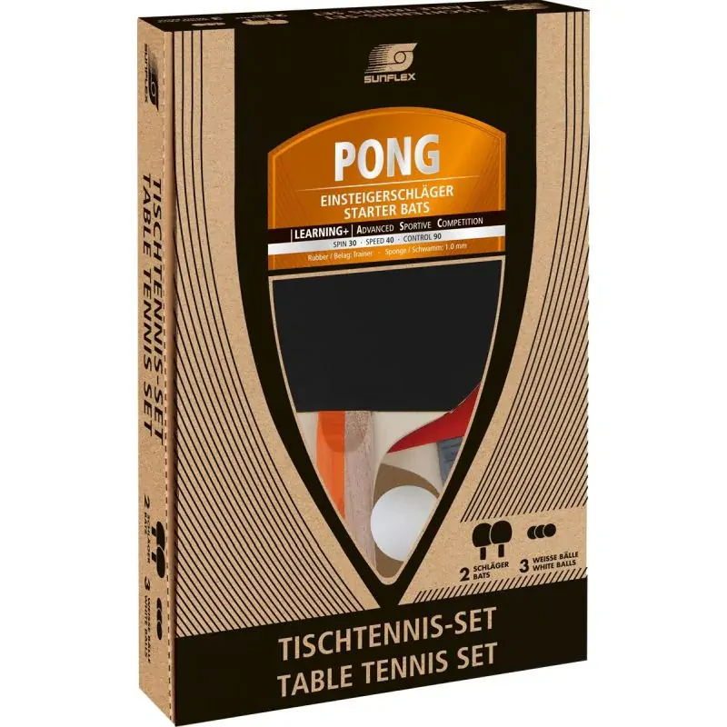 SUNFLEX Pong 2 Player Table Tennis Gift Set with Balls