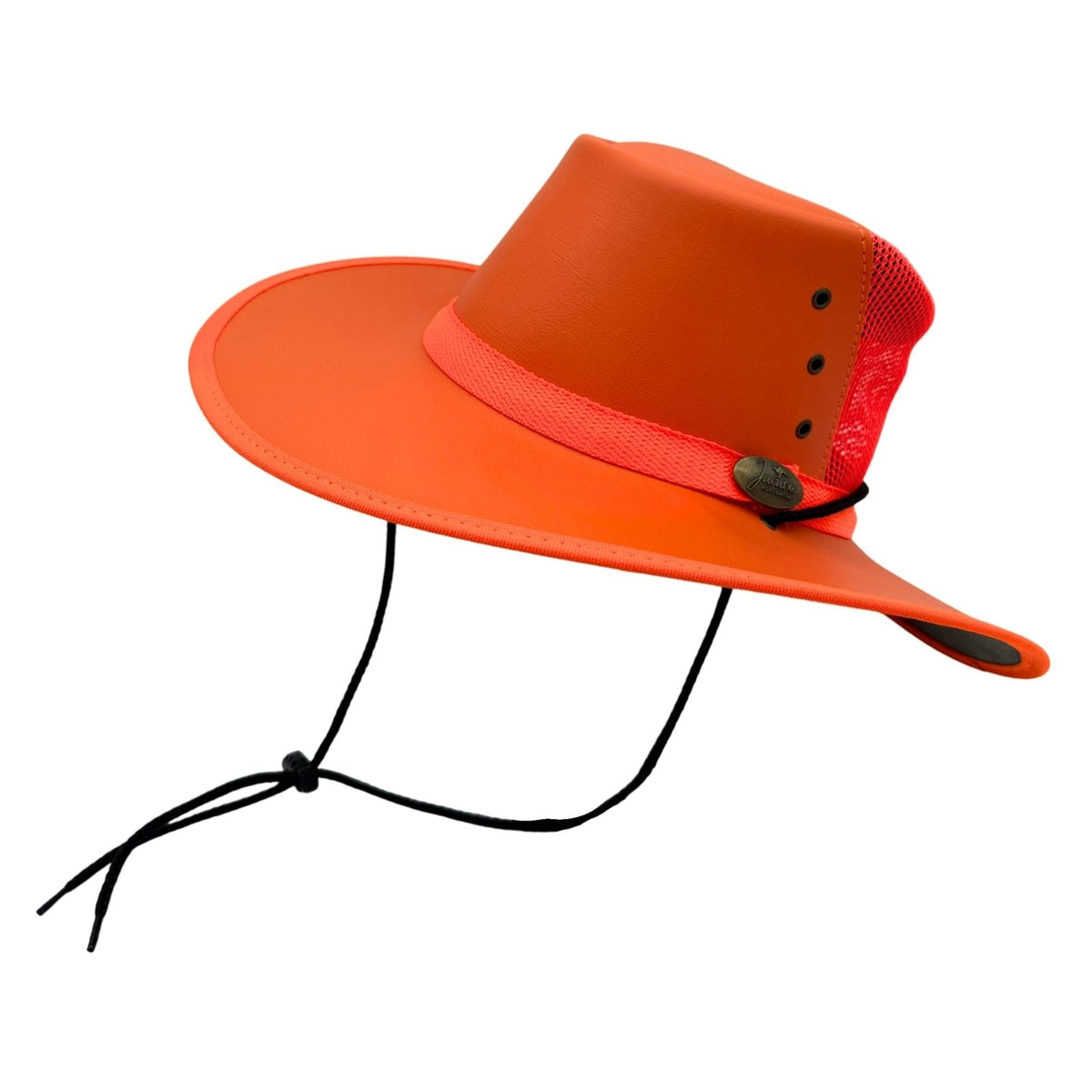 Jacaru 2017 Safety Breeze Canvas Hi-Vis Hat - Fluro Orange (Mesh Crown Chin Strap & UPF 50+ Made in Australia)