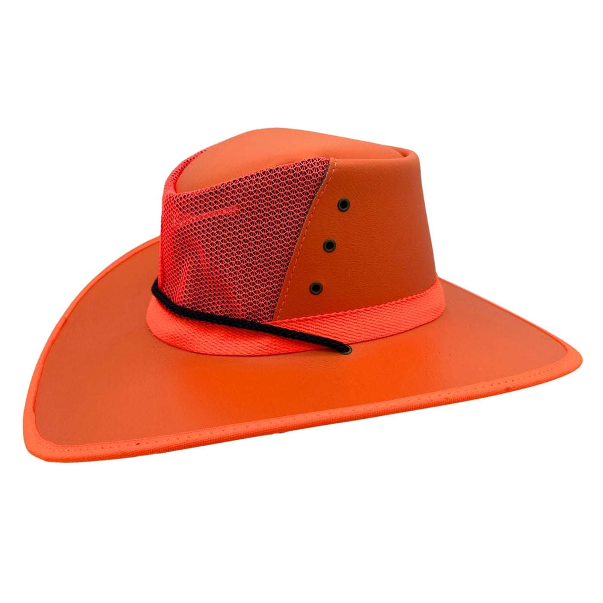 Jacaru 2017 Safety Breeze Canvas Hi-Vis Hat - Fluro Orange (Mesh Crown Chin Strap & UPF 50+ Made in Australia)