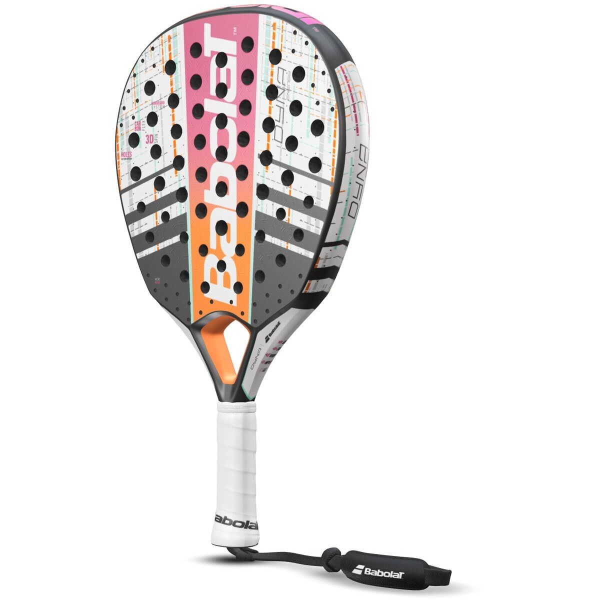 Babolat Dyna Energy Womens Padel Racquet Racket 330g in Pink/Orange/White