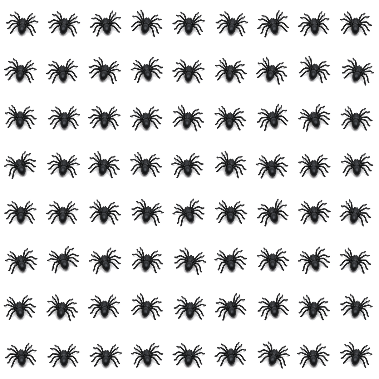 72x Mini Fake Spiders Pack - Trick/Prank Halloween Scary Arachnid Bug Toy (Party Gag)
