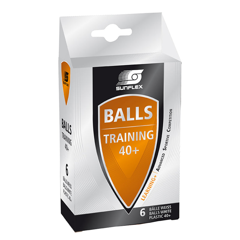 SUNFLEX 1 Pack of 6 Training 40+ Table Tennis Balls - White