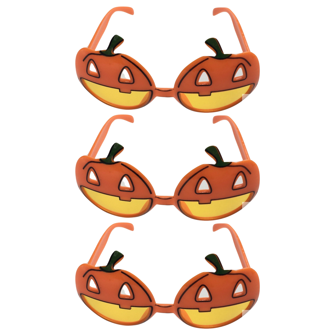 3x Pumpkin Sunglasses Pack - Halloween Costume/Fancy Dress Party