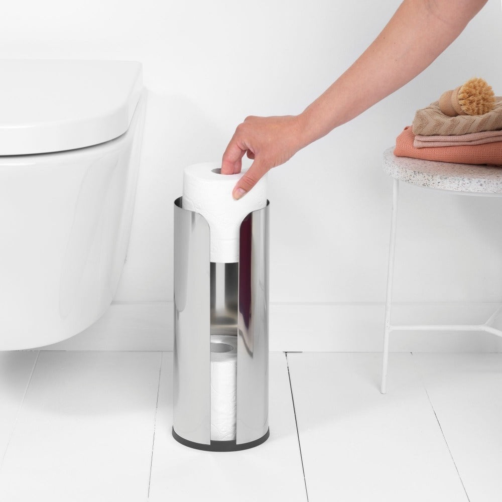 Brabantia ReNew Toilet Roll Dispenser - Brilliant Steel (Bathroom Paper Holder)