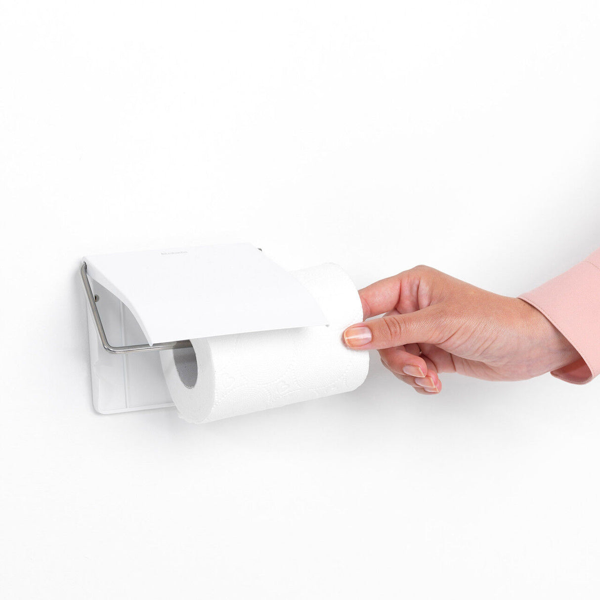 Brabantia Toilet Roll Holder Wall Mounted Bathroom Storage No Damage - White