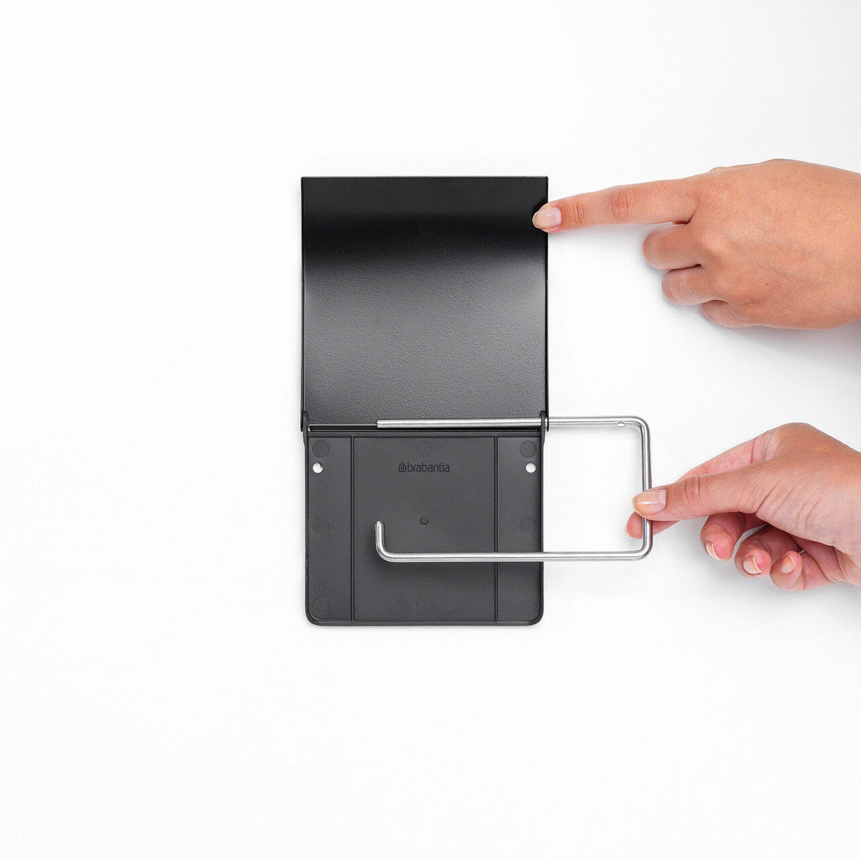 Brabantia Toilet Roll Holder Wall Mounted Bathroom Storage No Damage - Matt Black