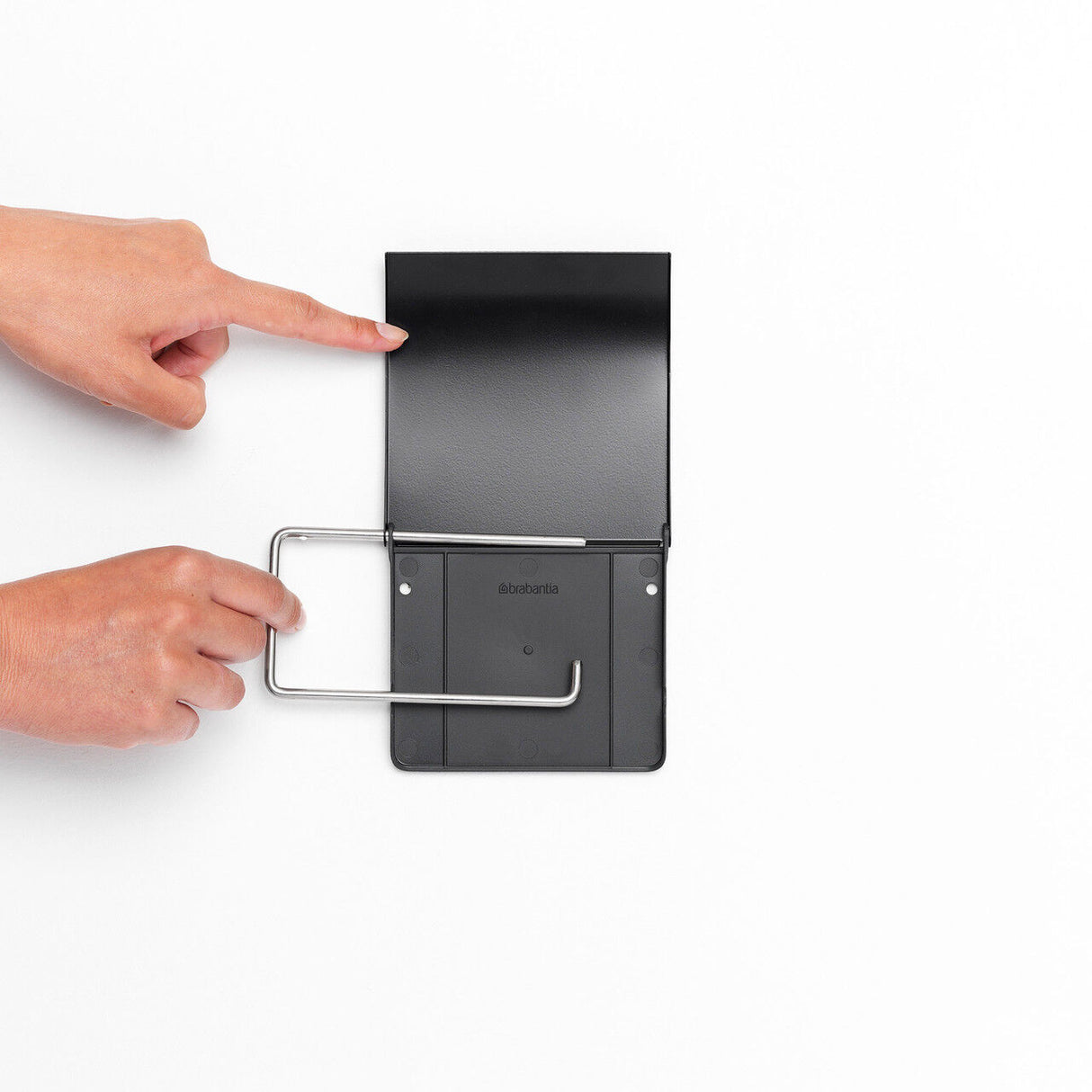 Brabantia Toilet Roll Holder Wall Mounted Bathroom Storage No Damage - Matt Black