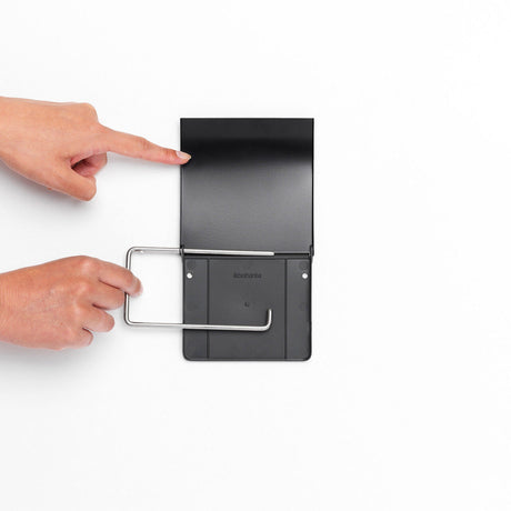 Brabantia Toilet Roll Holder Wall Mounted Bathroom Storage No Damage - Matt Black